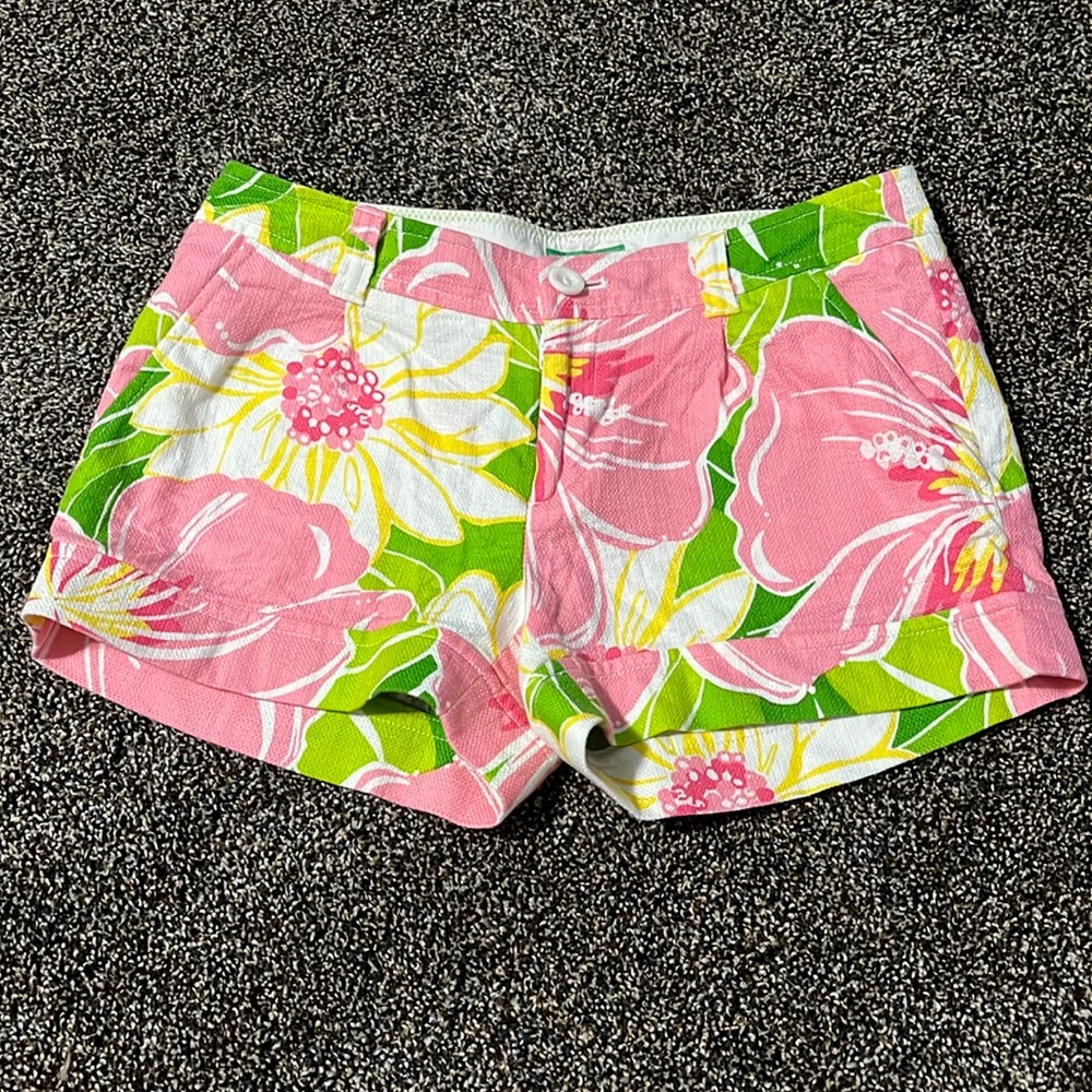 Lilly Pulitzer Palm Beach Fit women’s size 0 pink hibiscus floral shorts summer